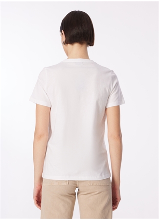 Fabrika Beyaz Kadın V Yaka Basic T-Shirt F4SL-TST0354_4