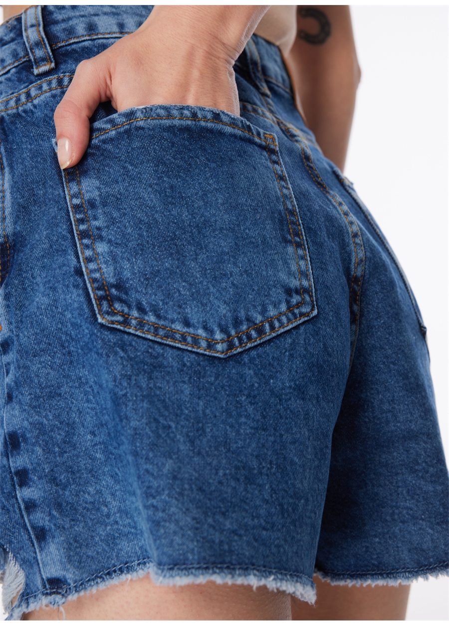 Fabrika İndigo Kadın Denim Şort F4SL-SHT0486_5