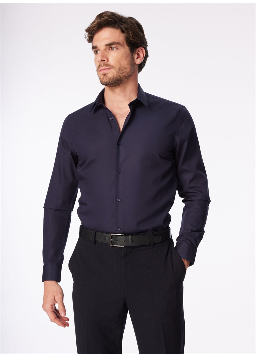 Fabrika Lacivert Erkek Slim Fit Non Iron Gömlek F4SM-GML 0222_3