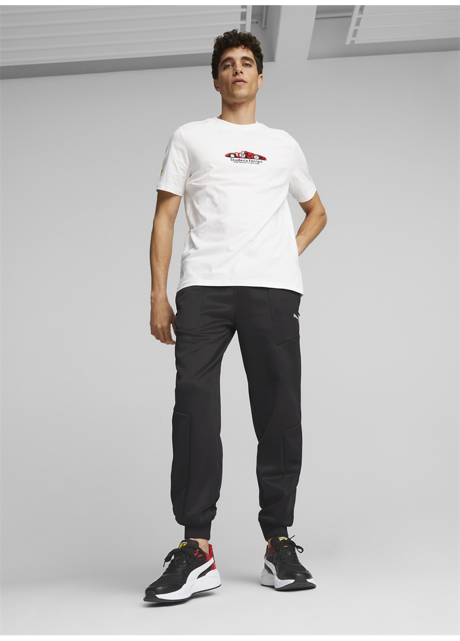 Puma Beyaz Erkek Yuvarlak Yaka Regular Fit T-Shirt 62094703 Ferrari Race Graphic Tee 1