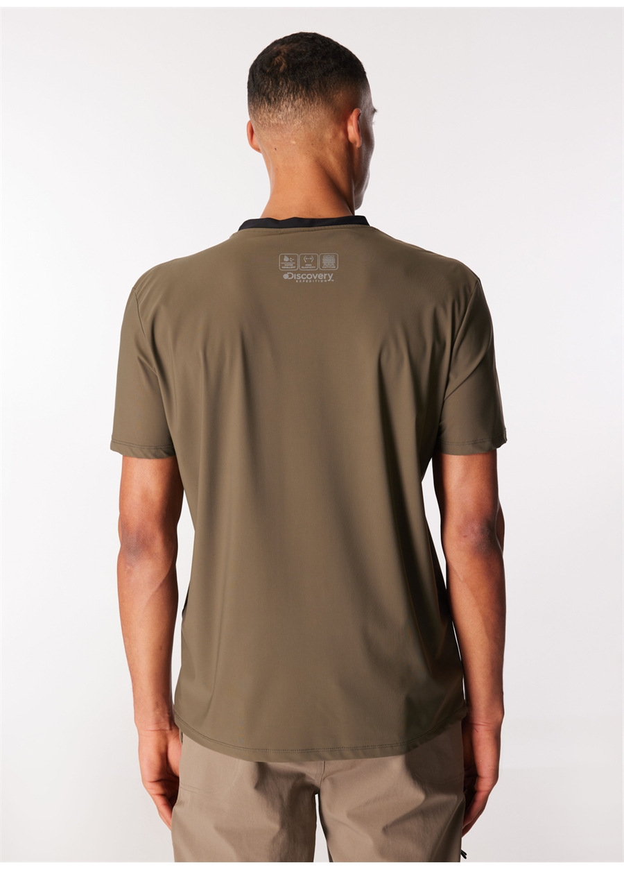 Discovery Expedition Haki Erkek Bisiklet Yaka Relaxed Baskılı Su İtici T-Shirt D4SM-TST3262_4