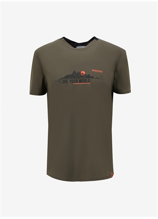 Discovery Expedition Haki Erkek Bisiklet Yaka Relaxed Baskılı Su İtici T-Shirt D4SM-TST3262_5