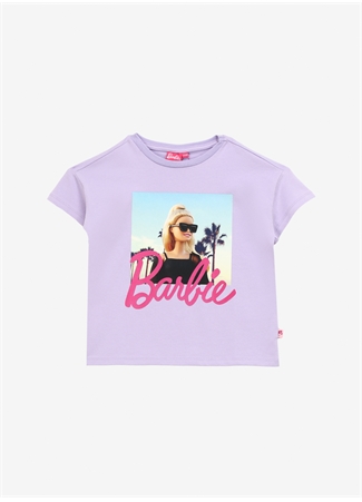 Barbie Lila Kız Çocuk Bisiklet Yaka Regular Fit Baskılı T-Shirt BRB4SG-TST6017