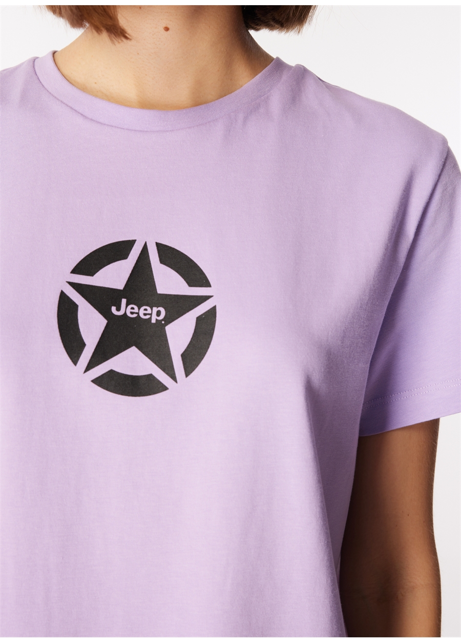 Jeep Lila Kadın Bisiklet Yaka Basic Baskılı T-Shirt J4SL-TST7030_3