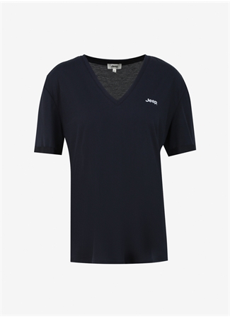 Jeep Antrasit Kadın V Yaka Relaxed T-Shirt J4SL-TST7025