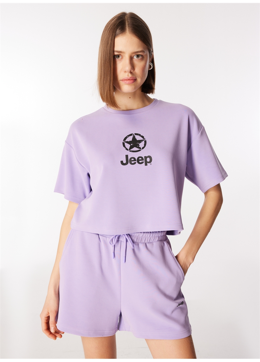 Jeep Lila Kadın Bisiklet Yaka Loose Fit Baskılı T-Shirt J4SL-TST7027_2