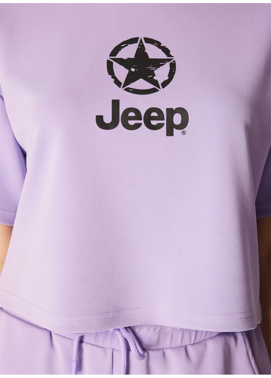 Jeep Lila Kadın Bisiklet Yaka Loose Fit Baskılı T-Shirt J4SL-TST7027_3