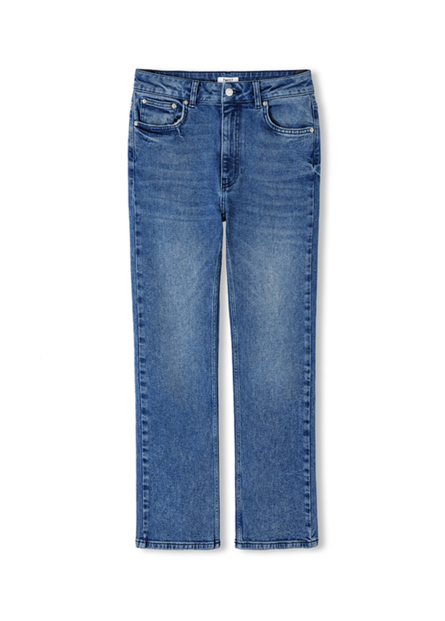 Twist Orta Bel İspanyol Paça Super Slim Fit İndigo Kadın Denim Pantolon TW6230018016629