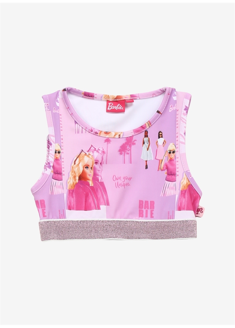 Barbie Çok Renkli Kız Çocuk Bisiklet Yaka Regular Fit Desenli Bluz BRB4SG-BLZ6004