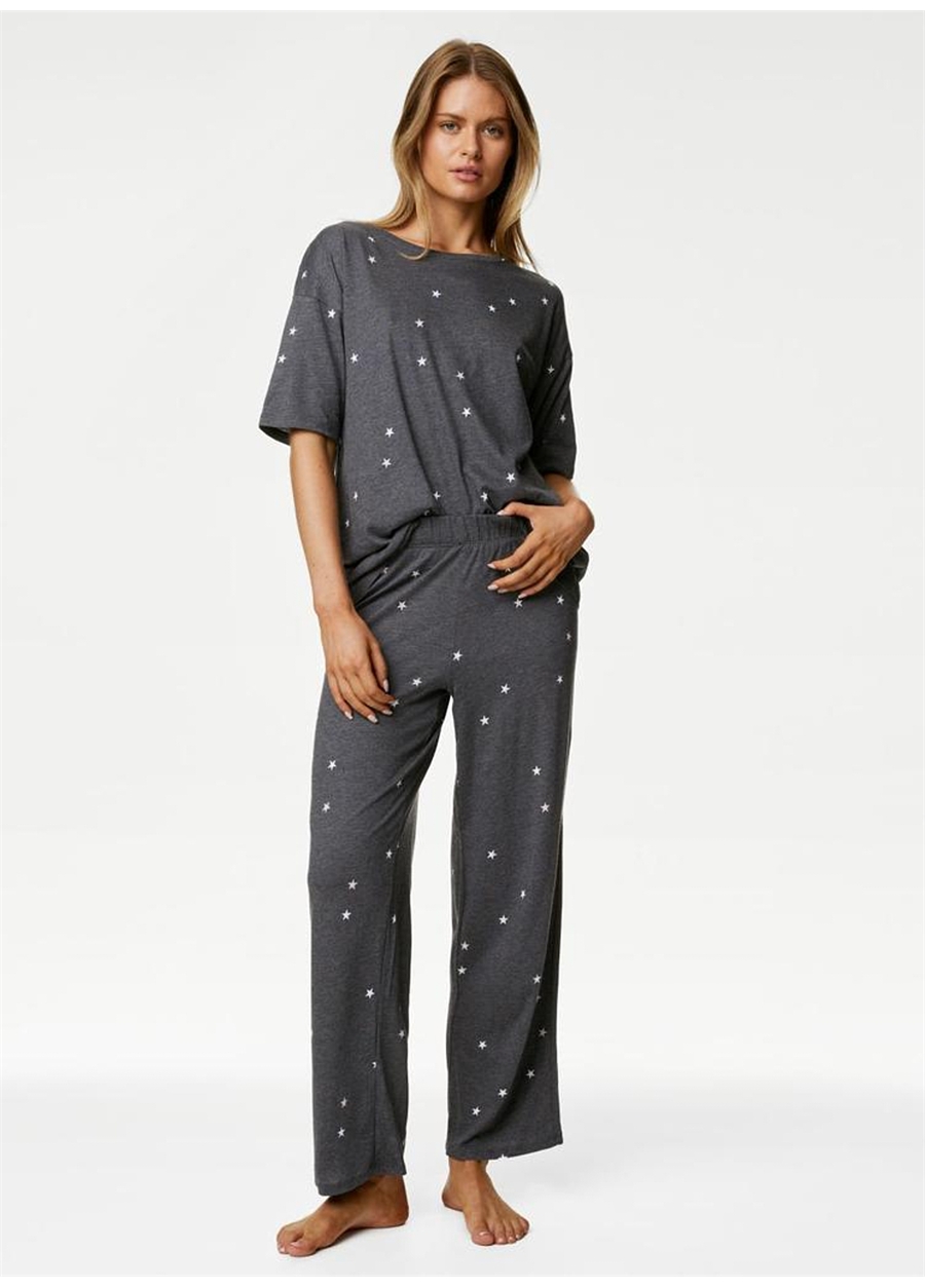 Marks & Spencer Antrasit Kadın Cool Comfort Kısa Kollu Pijama Takımı 1360J
