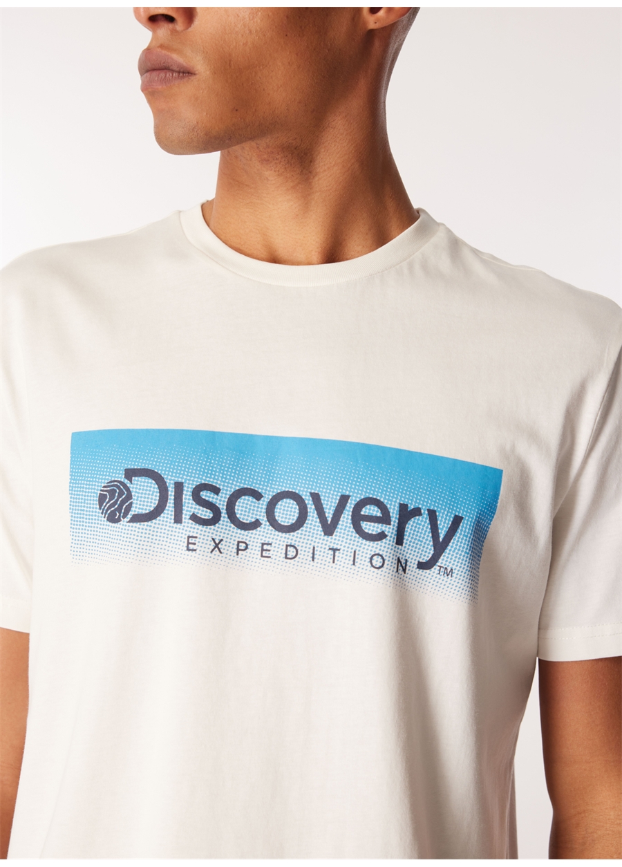 Discovery Expedition Beyaz Erkek Bisiklet Yaka Baskılı T-Shirt D4SM-TST3274_3