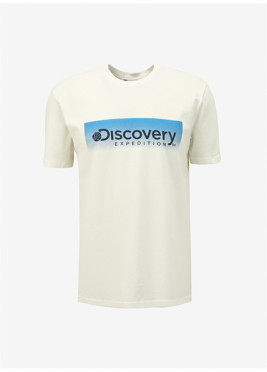 Discovery Expedition Beyaz Erkek Bisiklet Yaka Baskılı T-Shirt D4SM-TST3274_5