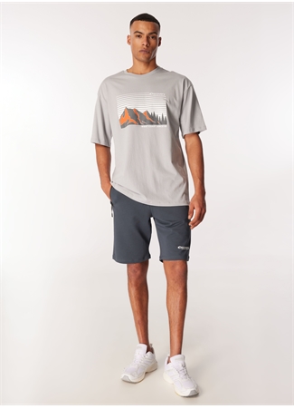 Discovery Expedition Gri Erkek Bisiklet Yaka Loose Fit Baskılı T-Shirt D4SM-TST3253_1