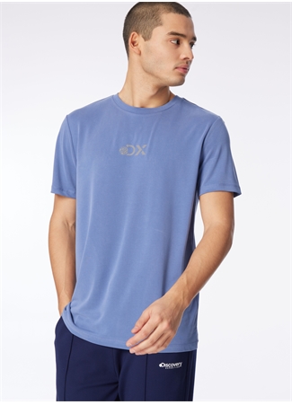 Discovery Expedition İndigo Erkek Bisiklet Yaka Relaxed Baskılı T-Shirt D4SM-TST3282