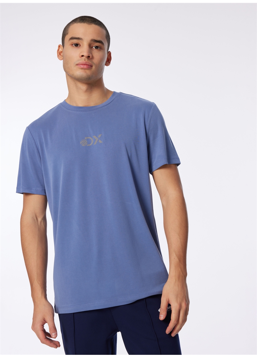 Discovery Expedition İndigo Erkek Bisiklet Yaka Relaxed Baskılı T-Shirt D4SM-TST3282_3