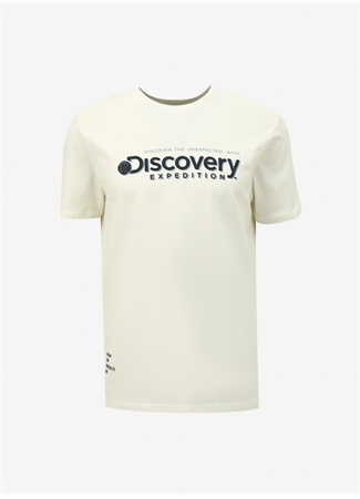 Discovery Expedition Kırık Beyaz Erkek Bisiklet Yaka Baskılı T-Shirt D4SM-TST3273_5