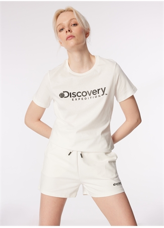 Discovery Expedition Kırık Beyaz Bisiklet Yaka T-Shirt D4SL-TST3053_1