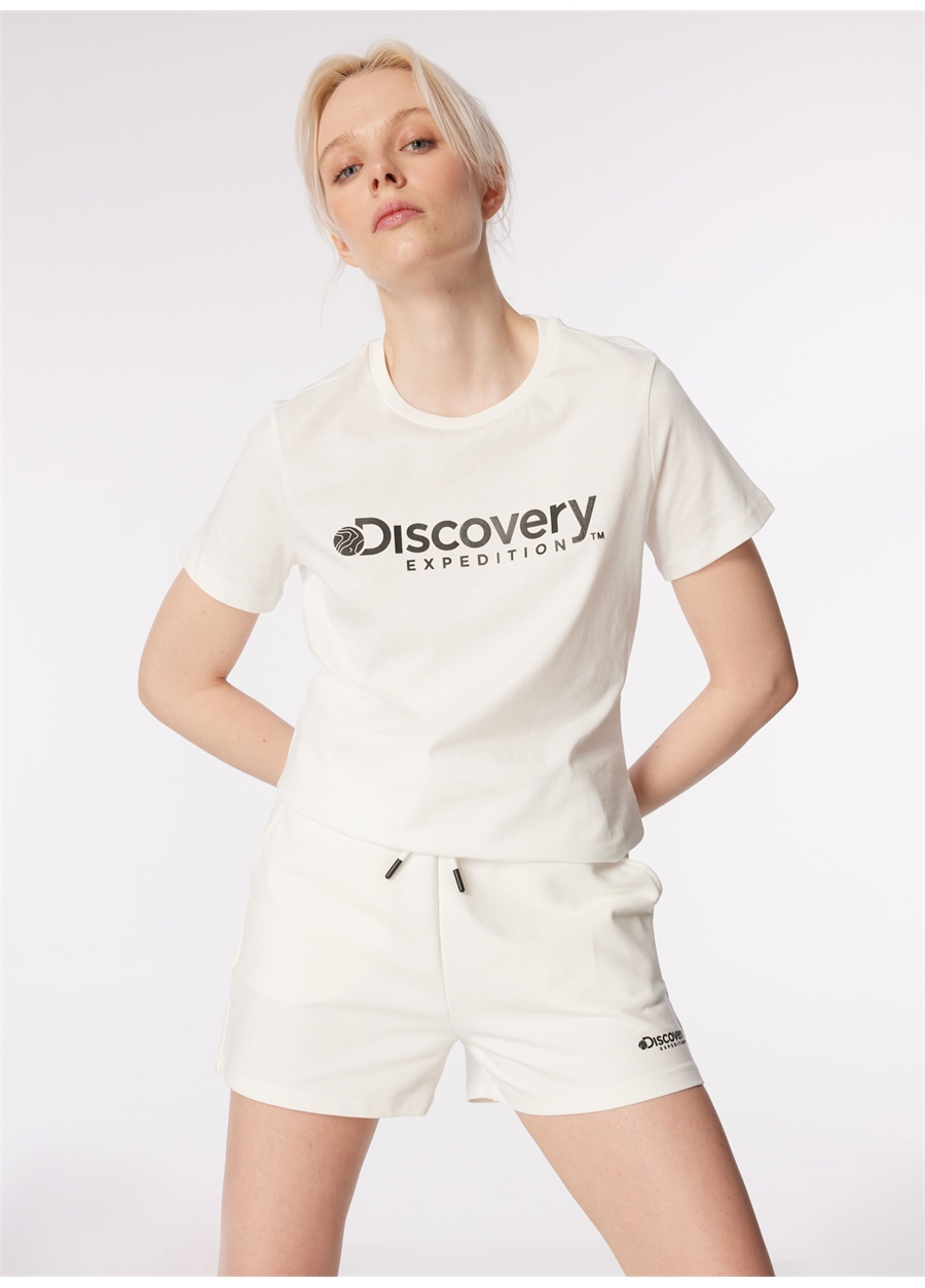 Discovery Expedition Kırık Beyaz Bisiklet Yaka T-Shirt D4SL-TST3053_1