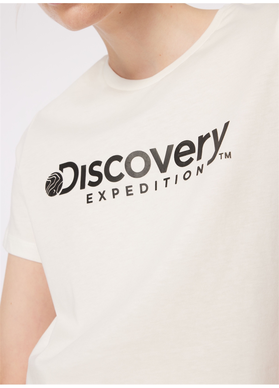 Discovery Expedition Kırık Beyaz Bisiklet Yaka T-Shirt D4SL-TST3053_4