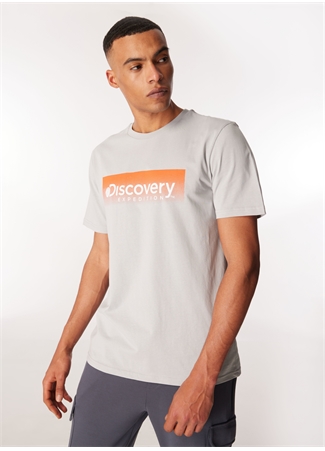 Discovery Expedition Gri Erkek Bisiklet Yaka Baskılı T-Shirt D4SM-TST3274