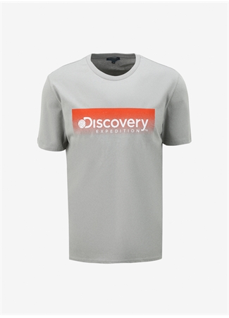 Discovery Expedition Gri Erkek Bisiklet Yaka Baskılı T-Shirt D4SM-TST3274_5