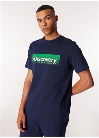 Discovery Expedition Lacivert Erkek Bisiklet Yaka Relaxed Baskılı T-Shirt D4SM-TST3274