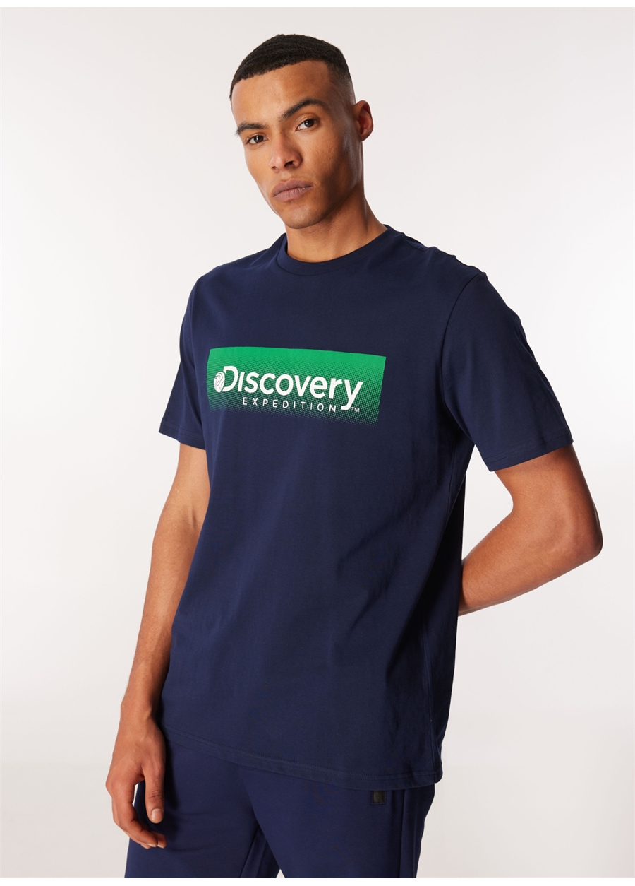 Discovery Expedition Lacivert Erkek Bisiklet Yaka Relaxed Baskılı T-Shirt D4SM-TST3274_0