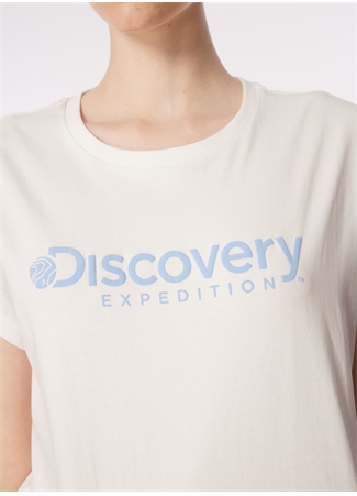 Discovery Expedition Beyaz Bisiklet Yaka Loose Fit Baskılı T-Shirt D4SL-TST3040_5