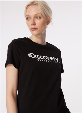 Discovery Expedition Siyah Kadın Bisiklet Yaka T-Shirt D4SL-TST3053_1