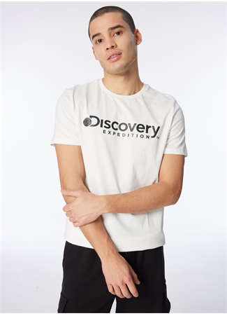 Discovery Expedition Beyaz Erkek Bisiklet Yaka T-Shirt D4SM-TST3290