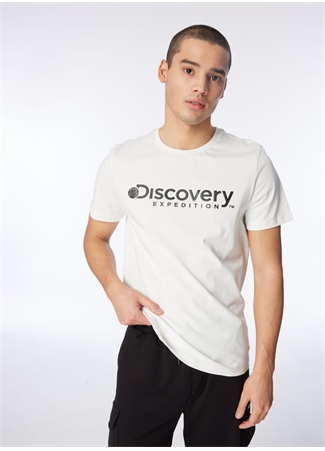 Discovery Expedition Beyaz Erkek Bisiklet Yaka T-Shirt D4SM-TST3290_3