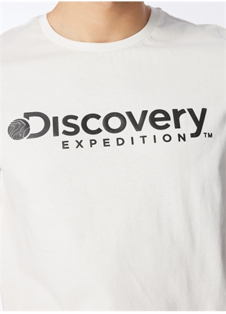 Discovery Expedition Beyaz Erkek Bisiklet Yaka T-Shirt D4SM-TST3290_4