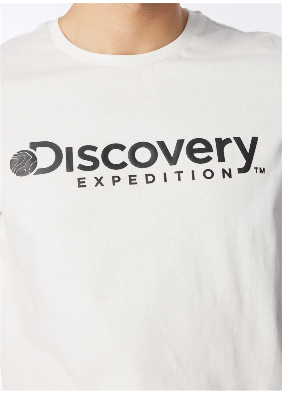 Discovery Expedition Beyaz Erkek Bisiklet Yaka T-Shirt D4SM-TST3290_4