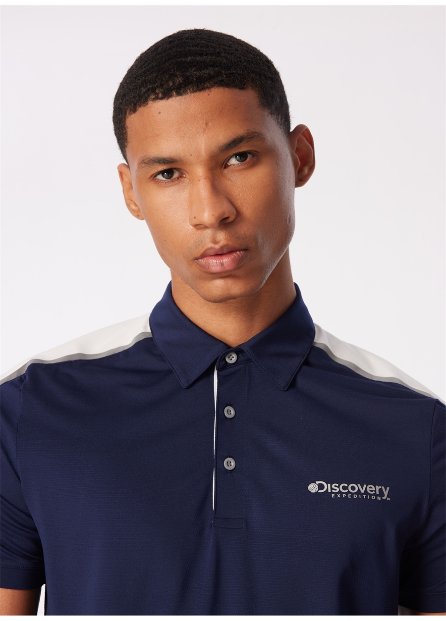 Discovery Expedition Lacivert Erkek Polo Yaka Basic Blok Desenli Polo T-Shirt D4SM-TST3241_2