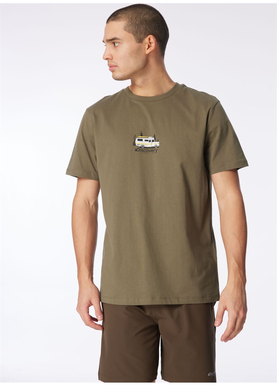 Discovery Expedition Haki Erkek Bisiklet Yaka Relaxed Baskılı T-Shirt D4SM-TST3258_2