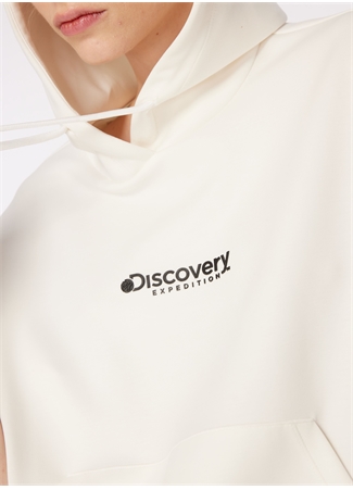 Discovery Expedition Beyaz Kadın Kapüşonlu Relaxed Baskılı Sweatshirt D4SL-SWT3031_6