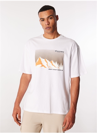 Discovery Expedition Kırık Beyaz Bisiklet Yaka Loose Fit Baskılı T-Shirt D4SM-TST3253_2