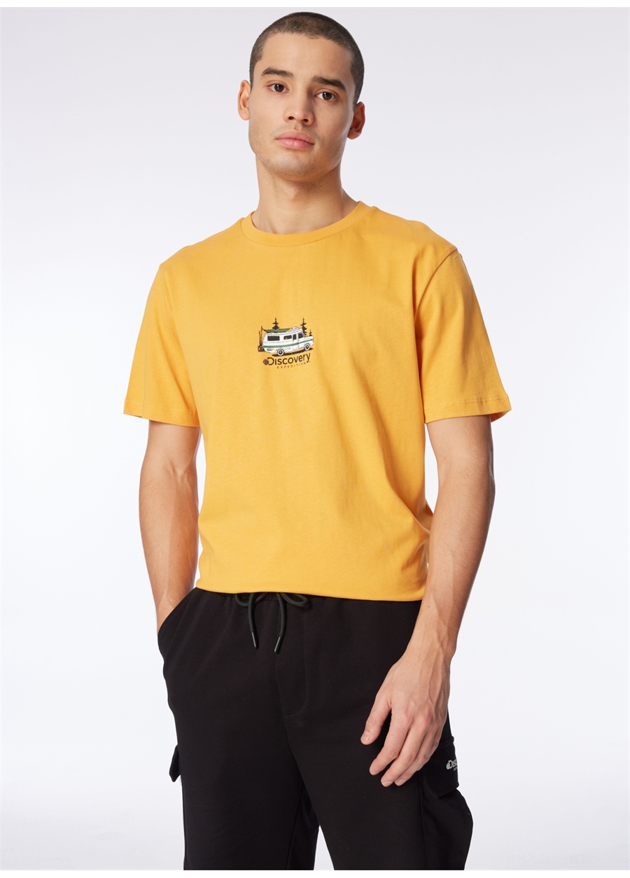 Discovery Expedition Turuncu Erkek Bisiklet Yaka Relaxed Fit Baskılı T-Shirt D4SM-TST3258_2