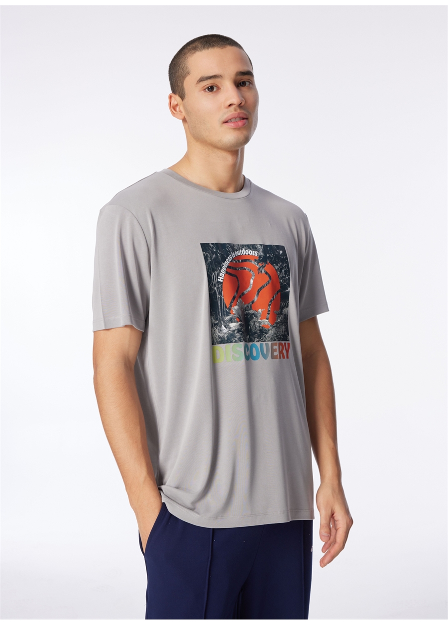 Discovery Expedition Gri Erkek Relaxed Baskılı T-Shirt D4SM-TST3280_2