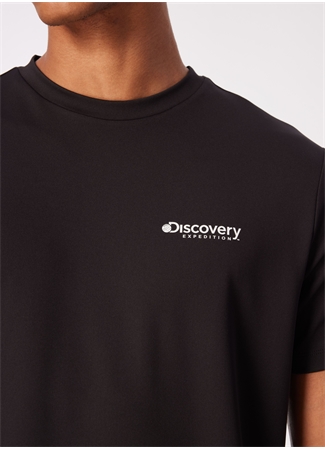 Discovery Expedition Siyah Erkek Bisiklet Yaka Relaxed Baskılı UV Apreli T-Shirt D4SM-TST3261_4