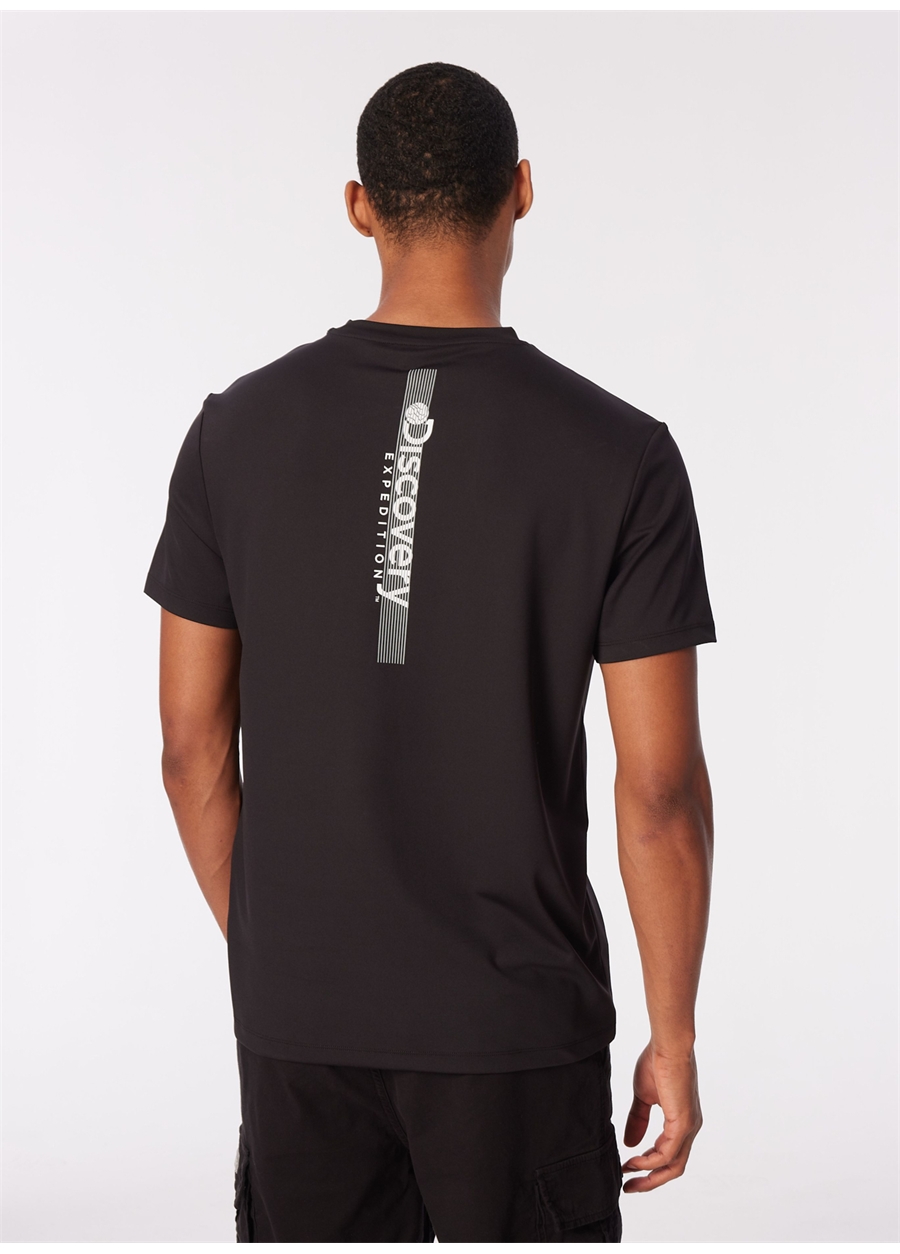 Discovery Expedition Siyah Erkek Bisiklet Yaka Relaxed Baskılı UV Apreli T-Shirt D4SM-TST3261_5