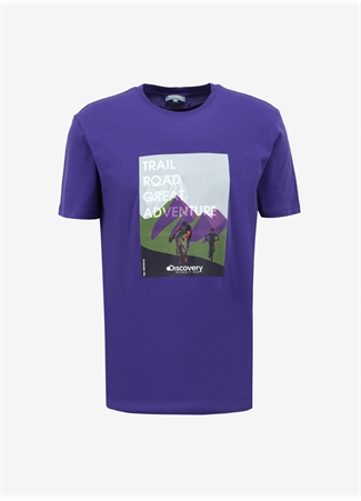 Discovery Expedition Mor Erkek Bisiklet Yaka Relaxed Baskılı T-Shirt D4SM-TST3263_7