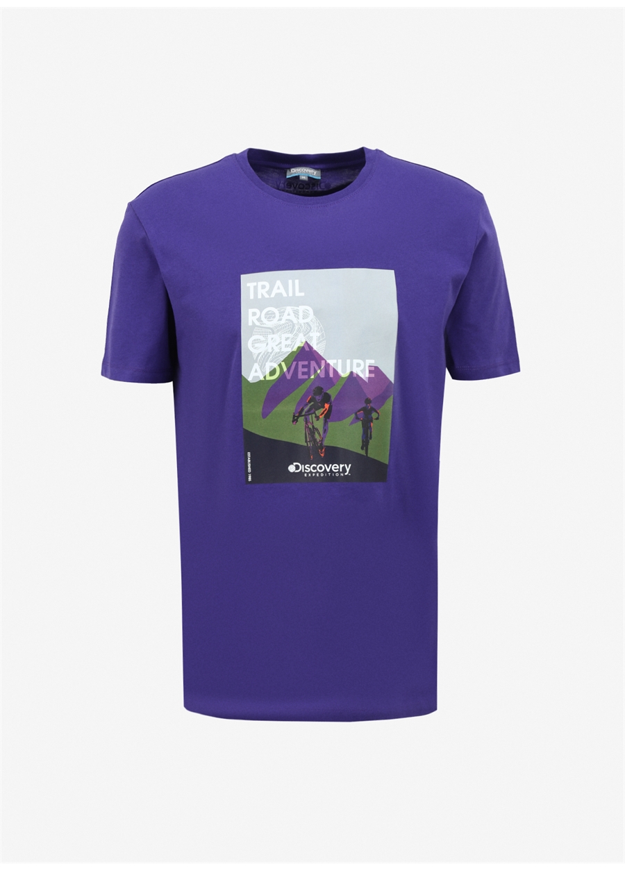 Discovery Expedition Mor Erkek Bisiklet Yaka Relaxed Baskılı T-Shirt D4SM-TST3263_7