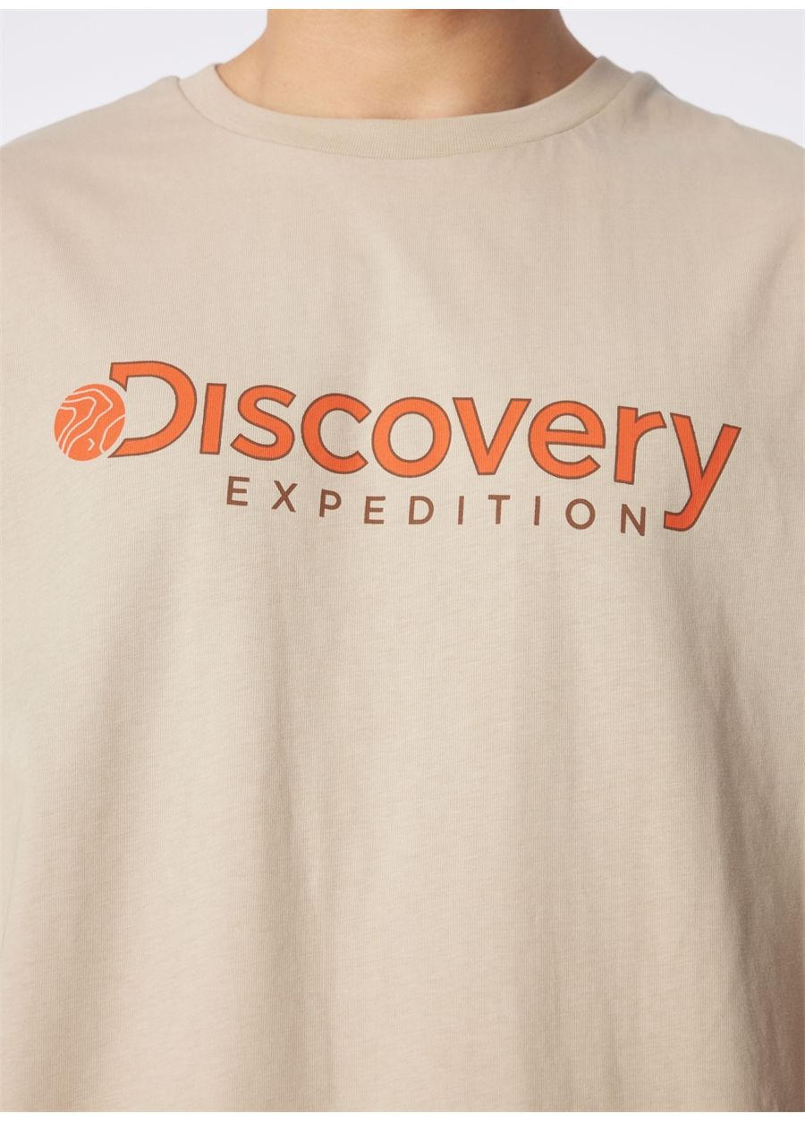 Discovery Expedition Bej Erkek Bisiklet Yaka Loose Fit Baskılı T-Shirt D4SM-TST3255_3