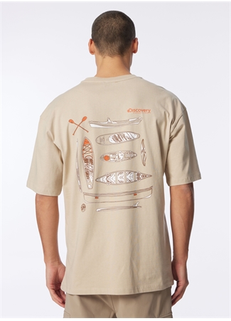 Discovery Expedition Bej Erkek Bisiklet Yaka Loose Fit Baskılı T-Shirt D4SM-TST3255_5