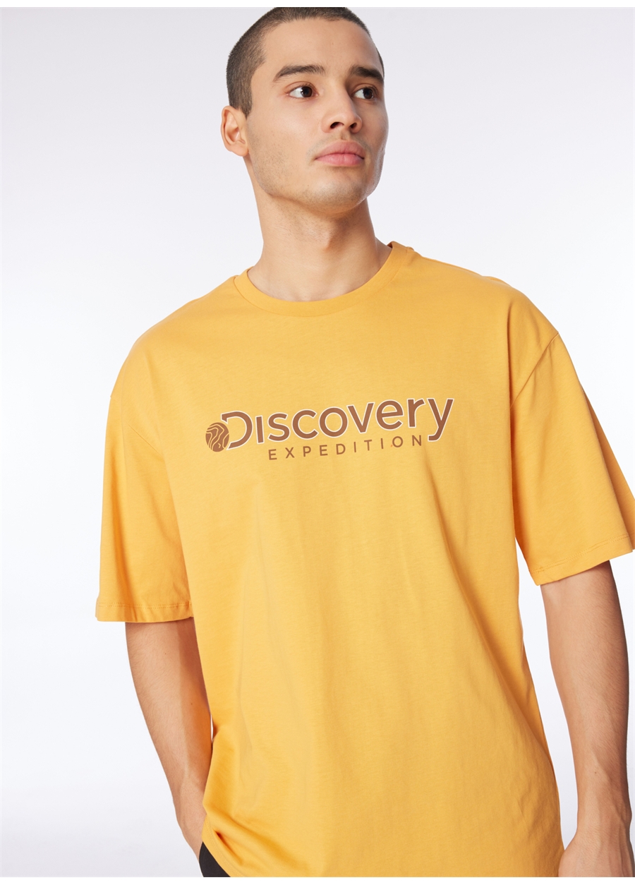 Discovery Expedition Turuncu Erkek Bisiklet Yaka Loose Fit Baskılı T-Shirt D4SM-TST3255