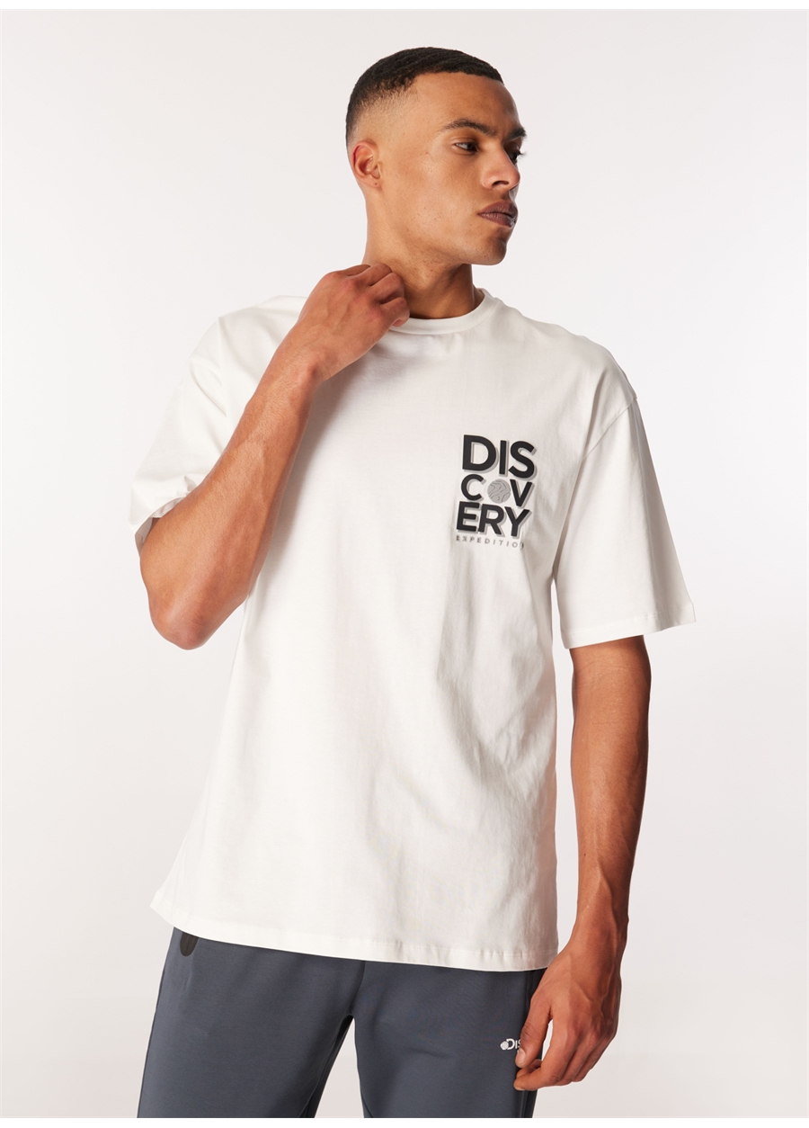 Discovery Expedition Beyaz Erkek Bisiklet Yaka Loose Fit T-Shirt D4SM-TST3268