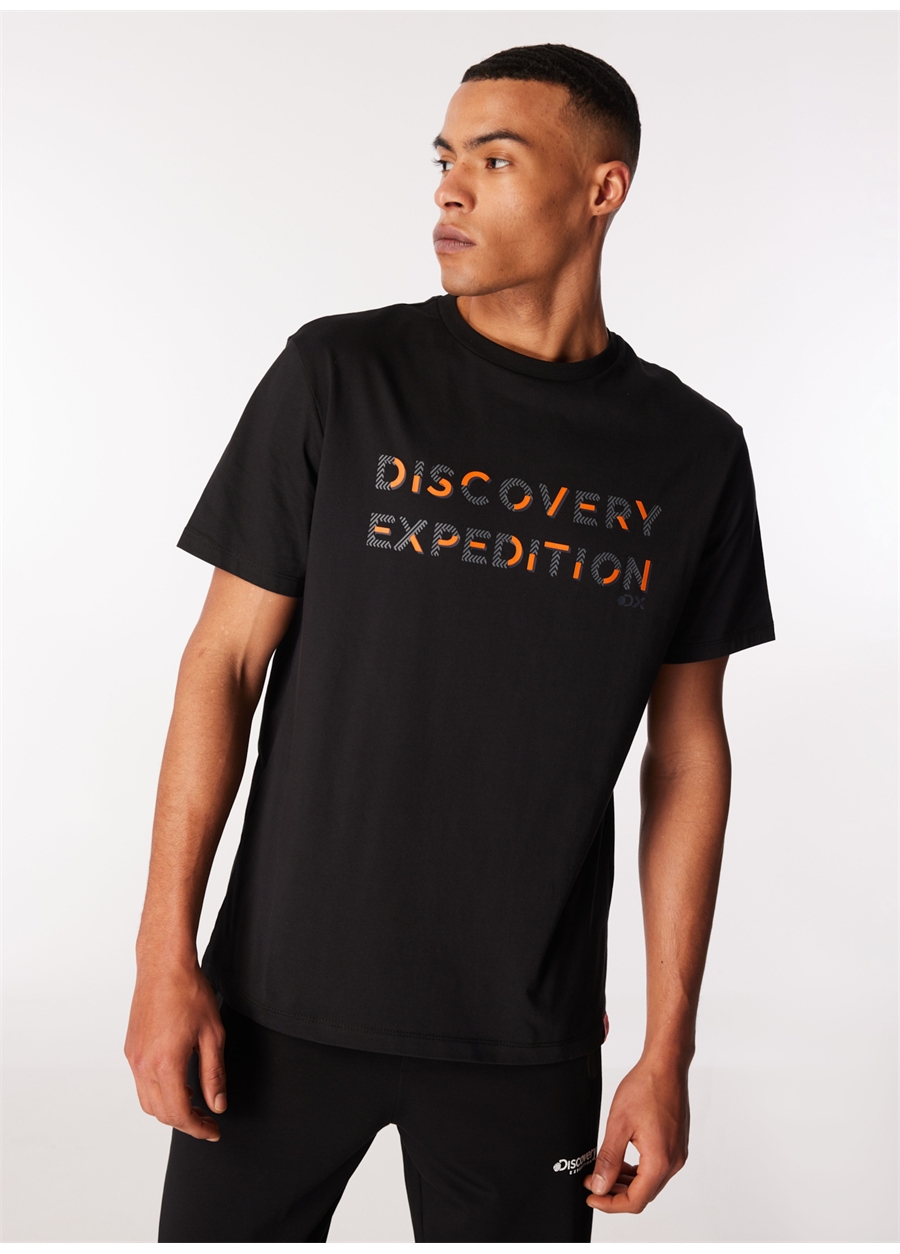 Discovery Expedition Siyah Erkek Bisiklet Yaka Relaxed T-Shirt D4SM-TST3269_2