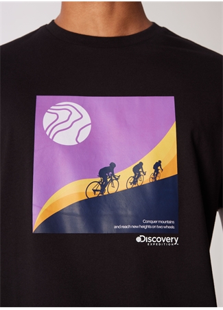 Discovery Expedition Siyah Erkek Bisiklet Yaka Relaxed Baskılı T-Shirt D4SM-TST3265_4