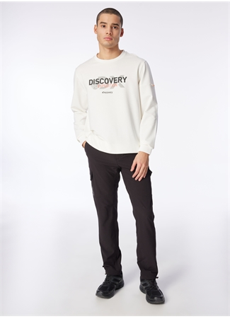 Discovery Expedition Beyaz Erkek Bisiklet Yaka Baskılı Sweatshirt DS4M-SWT3238_1